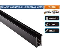 UNIVERSO BINARIO LINEARE IN ALLUMINIO NERO PER TRACK LIGHTS MAGNETICHE DC 48V 2M