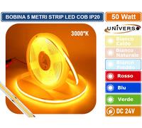UNIVERSO BOBINA DA 5 METRI STRISCIA LED COB FLESSIBILE 50W MONOCOLORE DC 24V