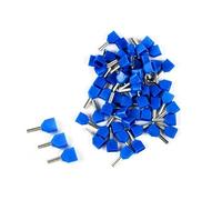 UNIVERSO CONFEZIONE 100 PEZZI TUBETTO TERMINALE CAPICORDA ISOLATO PER 2 CAVI DA 2.50mm² TERMINALE DA 10mm - GIALLO ROSSO BLU (BLU)