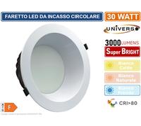 UNIVERSO FARETTO SMD LED DA INCASSO ROTONDO 30W 3000 LUMEN 4000K - 6500K [EEK: A+]