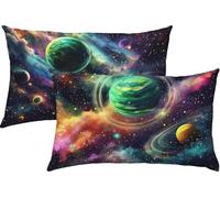 Universo Federe Cuscini Divano 50x70 Colorato Set di 2, Copricuscino Impermeabile Federe Letto Lino con Cerniera Invisibile, Traspiranti Copricuscini per Divano Home Decor, Tutte le Stagioni K3-461