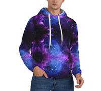 Universo Galaxy Star Space Print Felpa da uomo con cappuccio a grandezza naturale casual a maniche lunghe con tasche traspirante, Nero, M