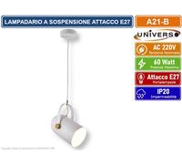 UNIVERSO LAMPADA A SOSPENSIONE BIANCA CON PARALUME ORIENTABILE CON ATTACCO E27