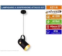 UNIVERSO LAMPADA A SOSPENSIONE NERA CON PARALUME ORIENTABILE CON ATTACCO E27