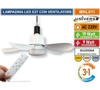GASIASHOP SRL UNIVERSO MNL011 LAMPADINA LED E27 19W CON VENTILATORE INCORPORATO CCT 3IN1 CAMBIA COLORE