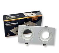 UNIVERSO P38-GU10-B2 PORTAFARETTO DOPPIO RETTANGOLARE IN METALLO ORIENTABILE BIANCO DA INCASSO PER LAMPADINE GU10 GU5.3