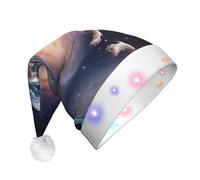Universo Pianeta Stampa Cappello di Babbo Natale Con Luci A Led, Divertenti Cappelli Di Natale Per Adulti Per Il Nuovo Anno Vacanza Del