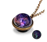 Universo Planet Glowing Ciondolo Collana Donna Vintage Luminoso Nebulosa Vetro Doppio Lato Glow In The Dark Gioielli Regalo Bella e Intelligente