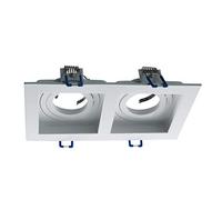 UNIVERSO Portafaretto rettangolare incasso doppia lampada luce soffitto GU10 GU5.3 MR16 (Doppio Bianco)