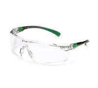 Univet | 506 UP Clear 4, Occhiali Protettivi da Lavoro, Antiappannamento, Antigraffio, Leggeri, Flessibili e Resistenti, Comfort Elevato, (EN166, EN170)Nero/Verde.