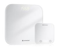 UNIWEIGH Bilancia alimentare digitale da cucina e da bagno per once e grammi11lb, bilancia per il peso corporeo 400lb, vetro temperato/pulsante a sfioramento/LCD, misurazione precisa del peso, bianco