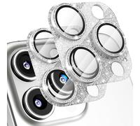 Uniwit [Confezione da 2] Bling Camera Lens Screen Protector per iPhone 16 Pro/16 Pro Max con vetro temperato 9H Aviation piastra di alluminio copertura anello di metallo, cerchio notturno, senza bolle