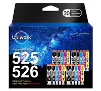 Uniwork 20-Pack 525 526 XL Compatibili per Canon PGI-525 CLI-526 Cartucce d'inchiostro per Pixma MG5150 MG5350 MG5250 MG6250 IX6150 MX885 MX895 IP4950 IP4850 (Nero Ciano Magenta Giallo)