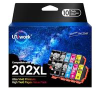 Uniwork 202XL Cartucce di ricambio compatibili per Epson 202 XL per Expression Premium XP-6000 XP-6001 XP-6005 XP-6100 XP-6105 (confezione da 10)