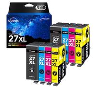 Uniwork 27 XL Cartucce d'Inchiostro Compatibili per Epson 27 27XL per Workforce WF-7610 WF-7210 WF-7715 WF-7720 WF-7620 WF-7710 WF-3620 WF-3640 WF-7110 (Nero Ciano Magenta Giallo, Confezione da 8)