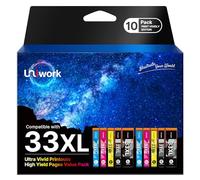 Uniwork 10-Pack 33XL Compatibili Cartucce Sostituzione per Epson 33 XL per Expression Premium XP-530 XP-540 XP-630 XP-635 XP-645 XP-640 XP-830 XP-900 XP-7100 (Nero Ciano Magenta Giallo)