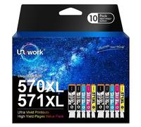 Uniwork 570XL 571XL Compatibili Cartucce d'inchiostro Sostituzione per Canon PGI-570 CLI-571 XL per MG5750 MG5751 MG5752 MG5753 MG6850 MG6851 TS5050 TS5051 (PGBK Nero Ciano Magenta Giallo, 10-Pack)