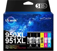Uniwork 950XL 951XL Cartucce Multipack Alta Capacità Compatibile per HP 950 951 XL Cartucce per HP Officejet Pro 8600 8620 8610 8100 8615 8616 8625 251dw 276dw (2 nero, 1 ciano, 1 magenta, 1 giallo)