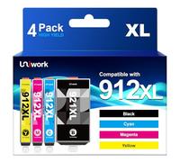 Uniwork Cartuccia d'inchiostro 912XL compatibile per HP 912 Cartucce d'inchiostro per HP Officejet Pro 8022 8025 8020 8024 8023 per HP Officejet 8010 8012 8014 8015 8017 (Nero Ciano Magenta Giallo, 4