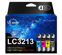 Uniwork LC3213 LC3211 Compatibili Cartucce d'inchiostro Sostituzione per Brother LC-3213 LC-3211 per Brother MFC-J491DW MFC-J497DW DCP-J572DW MFC-J890DW MFC-J895DW DCP-J772DW DCP-J774DW (4-Pack)
