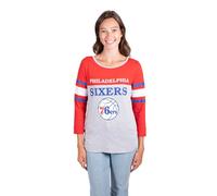 UNK Donna Assist NBA Raglan Top a Maniche Lunghe, Brooklyn Nets, Donna, FLL1479F-PH-Medium, Heather Gray, M