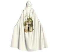 Unkhtt Antico edificio con ramo d'ulivo romano e stampa greca adulti 190 centimetri mantello con cappuccio costume di carnevale Cosplay festival feste all'aperto celebrazioni