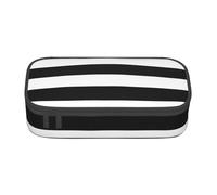 Unkhtt Astuccio a righe bianche e nere con stampa per studenti 8,3 x 2 x 9,4 cm, astuccio per scuola, ufficio, viaggio, Nero , Taglia unica