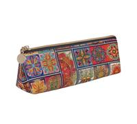 Unkhtt Astuccio a triangolo con stampa a forma di fiore piccolo a colori, grande capacità, per penne e astucci per studenti e scuole universitarie, bianco, Taglia unica