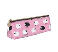 Unkhtt Astuccio a triangolo con stampa di pecora bianca su sfondo rosa, grande capacità, astuccio per penne per studenti e scuole universitarie, bianco, Taglia unica