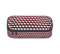 Unkhtt Astuccio con stampa 3D a scacchi rossa per studenti, 20 x 5 x 9,4 cm, astuccio per scuola, ufficio, viaggio, Nero , Taglia unica