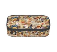 Unkhtt Astuccio con stampa a tema stella marina, conchiglie sabbiose, per studenti, 20 x 5 x 9,4 cm, astuccio per scuola, ufficio, viaggio, Nero , Taglia unica