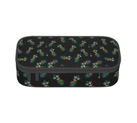 Unkhtt Astuccio con stampa ananas (2) per studenti, 20,3 x 5,1 x 9,4 cm, astuccio per scuola, ufficio, viaggio, Nero , Taglia unica
