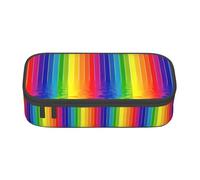 Unkhtt Astuccio con stampa arcobaleno a righe per studenti, 20,3 x 5,1 x 9,4 cm, astuccio per scuola, ufficio, viaggio, Nero , Taglia unica