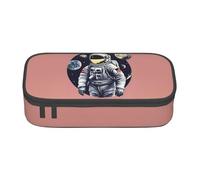 Unkhtt Astuccio con stampa astronauta sulla luna 1 per studenti, 20,3 x 5,1 x 9,4 cm, astuccio per scuola, ufficio, viaggio, Nero , Taglia unica