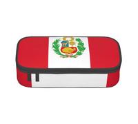 Unkhtt Astuccio con stampa bandiera del Perù 8,3 x 2 x 9,4 cm, astuccio per scuola, ufficio, viaggio, Nero , Taglia unica