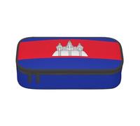 Unkhtt Astuccio con stampa bandiera della Cambogia, 20,3 x 5,1 x 9,4 cm, astuccio per scuola, ufficio, viaggio, Nero , Taglia unica