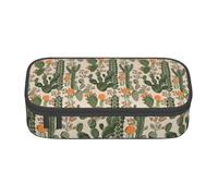 Unkhtt Astuccio con stampa cactus verde per studenti, 20 x 5 x 9,4 cm, astuccio per scuola, ufficio, viaggio, Nero , Taglia unica