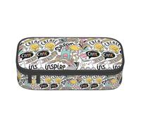 Unkhtt Astuccio con stampa Comic Ar per studenti, 20,3 x 5,1 x 9,4 cm, astuccio per scuola, ufficio, viaggio, Nero , Taglia unica