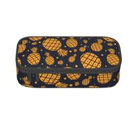 Unkhtt Astuccio con stampa di ananas dorato, 20,3 x 5,1 x 9,4 cm, astuccio per scuola, ufficio, viaggio, Nero , Taglia unica