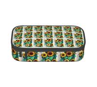 Unkhtt Astuccio con stampa di api girasoli per studenti, 20,3 x 5,1 x 9,4 cm, astuccio per scuola, ufficio, viaggio, Nero , Taglia unica