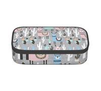 Unkhtt Astuccio con stampa di cactus lama, 20 x 5 x 9,4 cm, astuccio per scuola, ufficio, viaggio, Nero , Taglia unica