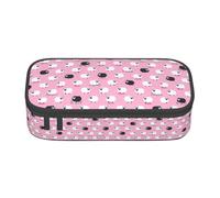 Unkhtt Astuccio con stampa di pecora bianca su sfondo rosa, 20 x 5 x 9,4 cm, astuccio per scuola, ufficio, viaggio, Nero , Taglia unica