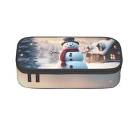 Unkhtt Astuccio con stampa di pupazzo di neve con scritta "Merry Christmas", 20,3 x 5,1 x 9,4 cm, per scuola, ufficio, viaggio, Nero , Taglia unica