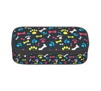 Unkhtt Astuccio con stampa di zampa di cane arcobaleno e gatto, 20 x 5 x 9,4 cm, astuccio per scuola, ufficio, viaggio, Nero , Taglia unica