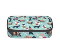 Unkhtt Astuccio con stampa hot dog e limonata per studenti, 20 x 5 x 9,4 cm, astuccio per scuola, ufficio, viaggio, Nero , Taglia unica