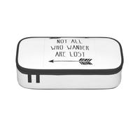 Unkhtt Astuccio con stampa "Not All Who Wander are Lost", 20,5 x 5,1 x 9,4 cm, per scuola, ufficio, viaggio, Nero , Taglia unica