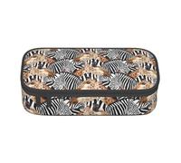 Unkhtt Astuccio con stampa zebra e giraffa, 20 x 5 x 9,4 cm, astuccio per scuola, ufficio, viaggio, Nero , Taglia unica