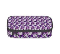 Unkhtt Astuccio per matite con farfalla e fiore viola, 20,3 x 5,1 x 9,4 cm, astuccio per scuola, ufficio, viaggio, Nero , Taglia unica