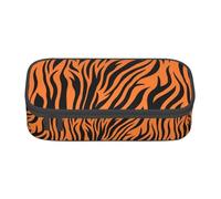 Unkhtt Astuccio per matite con motivo a righe tigrate, arancione, 20 x 5 x 9,4 cm, astuccio per scuola, ufficio, viaggio, Nero , Taglia unica