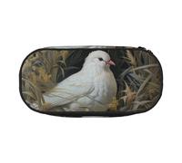 Unkhtt Astuccio per matite con stampa di erba e colomba di grande capacità, per studenti, doppia cerniera, cancelleria per la scuola e il trucco, Nero , Taglia unica, Organizer per borse